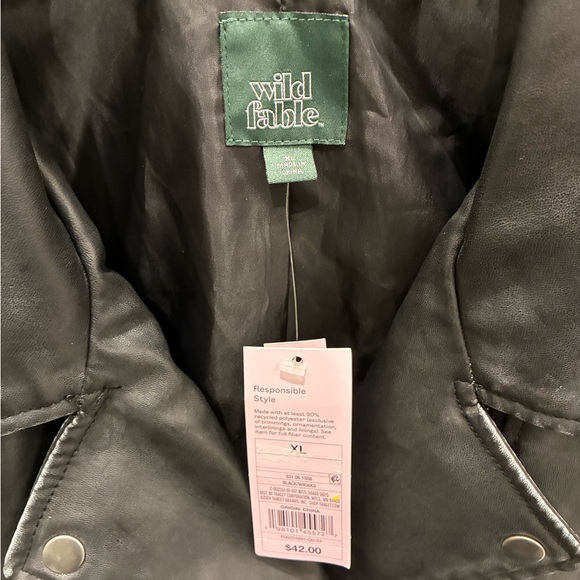 Wild Fable Black Faux Leather Jacket Small - Picture 3 of 12